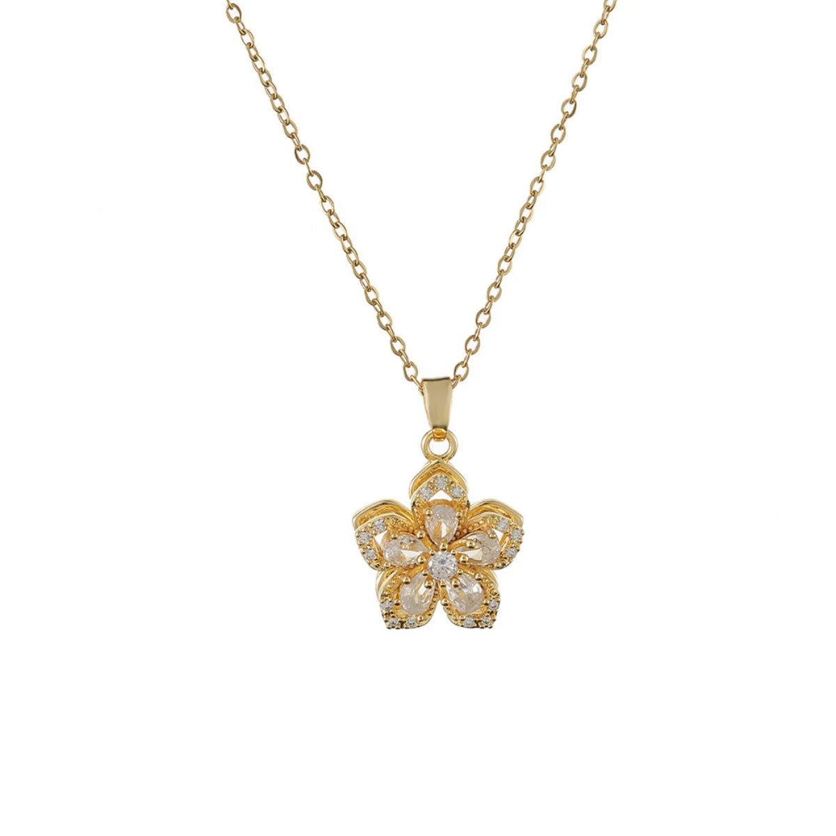 Spinning Flower Pendant Necklace