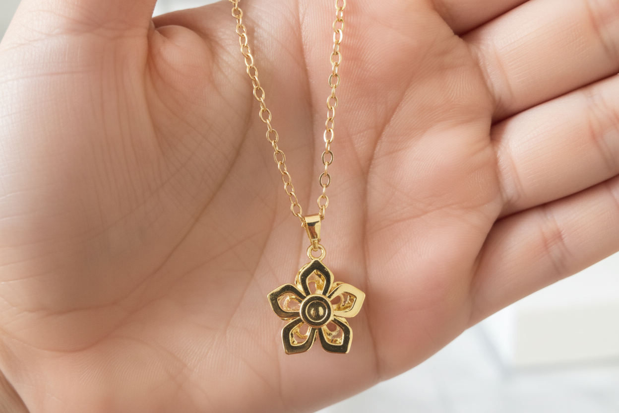 Spinning Flower Pendant Necklace