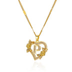 Floral Heart Initial Necklace