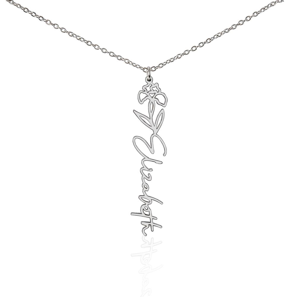 Birth Flower Name Necklace