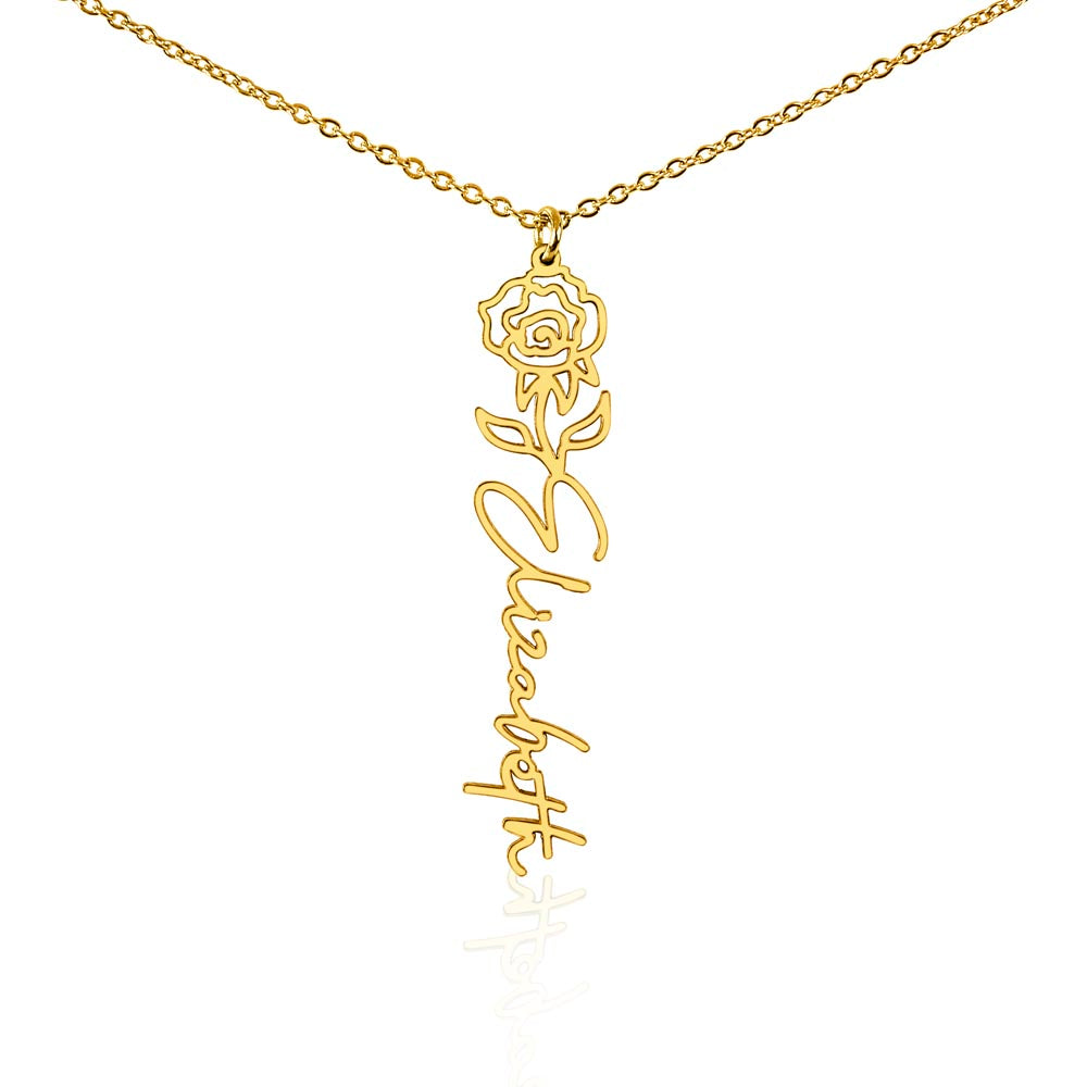 Birth Flower Name Necklace
