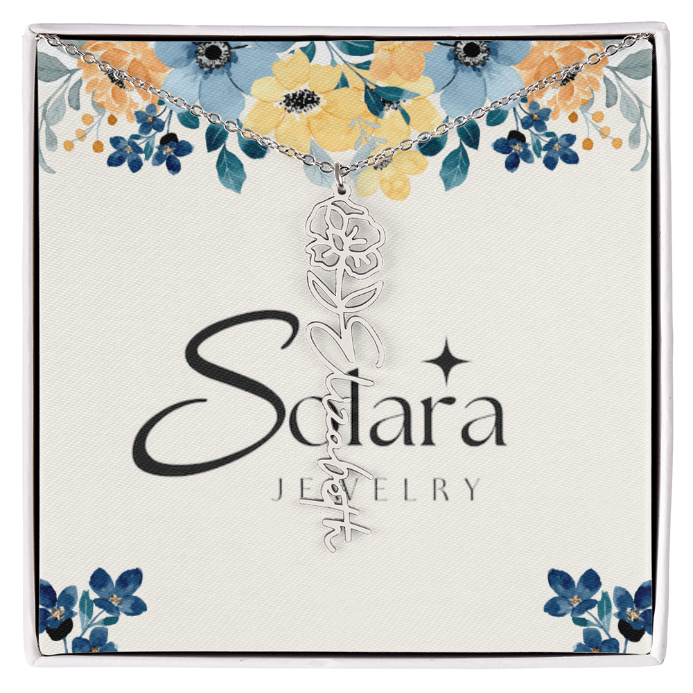 Birth Flower Name Necklace