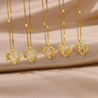 Floral Heart Initial Necklace